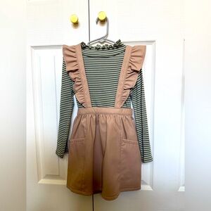 Striped Green and Tan Ruffle Dress